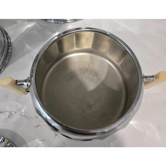 Tea Set Demeyere art deco chromed metal phenolic handled Coffee Pot Cream Sugar - Picture 3 of 10